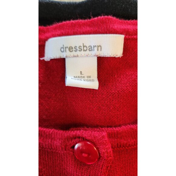 DRESSBARN SWEATER COLOR RED/BLACK LONG SLEEVE ACRYLIC/COTTON SIZE L - Picture 7 of 8